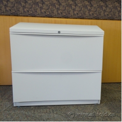 Teknion White 30" 2 Drawer Lateral File Cabinet, Locking